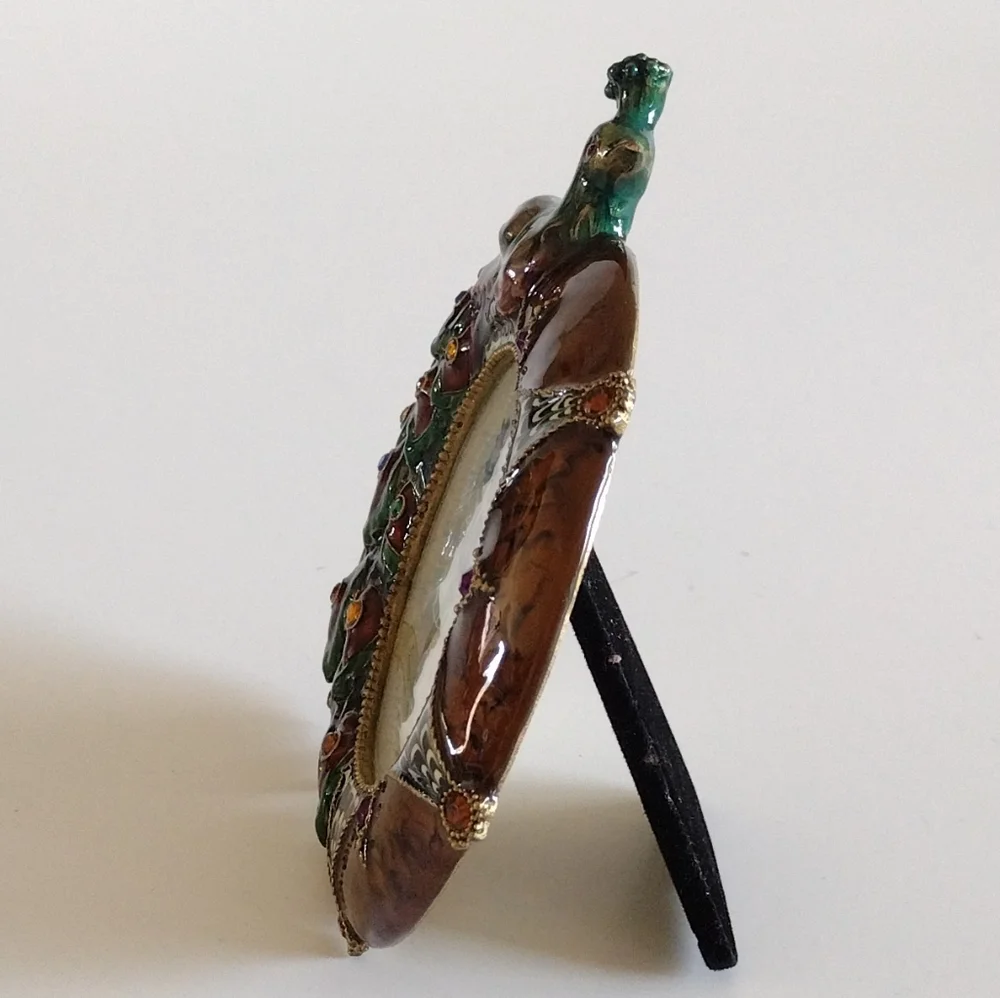 Ashleigh Manor Enameled Embellished Peacock Frame 3x3